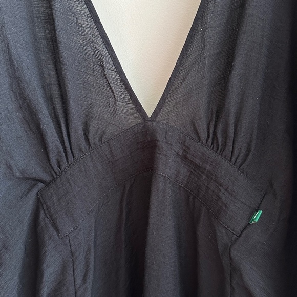 roberio sampaio Black Flutter Sleeve Linen Dress, Black Beach Coverup - Picture 10 of 16